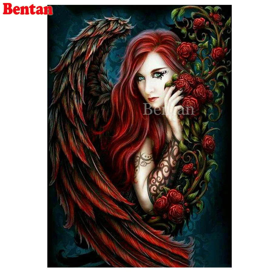 

5D Diamond painting Angel beauty red rose flower Full Square New arrival Diamond embroidery Cross stitch Diamond mosaic icons