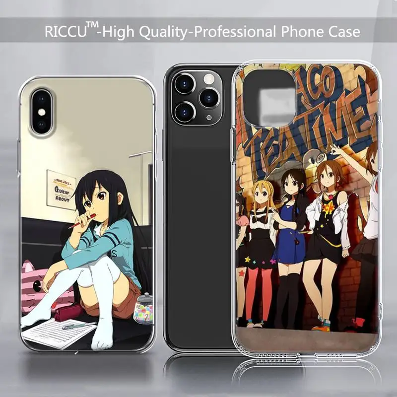 K-ON Hirasawa Yui Mio Phone Case Transparent for iPhone 13 12 11 pro Mini XS MAX 8 7 6 6S Plus X SE 2020 Phone Case