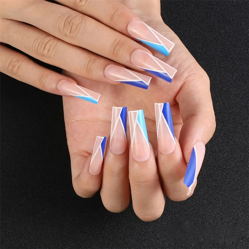 

Rectangle Artificial False Nails Geometry Ballet Coffin Fake Nails Wear Long Paragraph Manicure Patch Press On Nails Art Tips