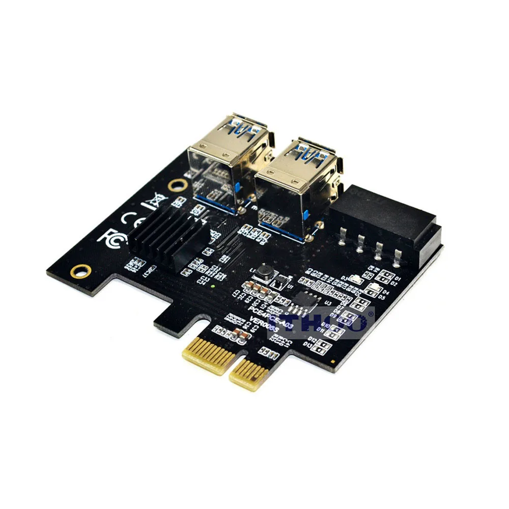 CHIPAL PCI-E 1X to 4 USB 3.0 Adapter for PCIE 16X Riser Card PCI Express Port Multiplier Hub For GPU Video Graphics | Компьютеры и