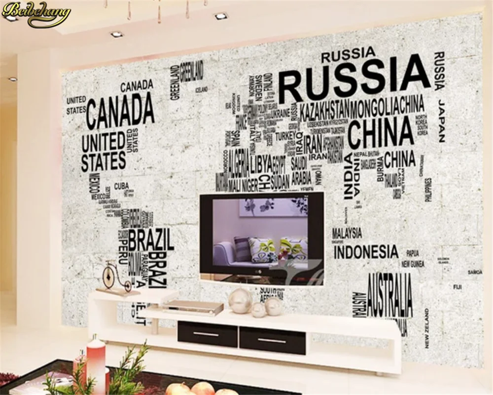 beibehang 3d wallpaper mural Retro cement world map living room tv background wall Home Decoration papers home decor - купить по