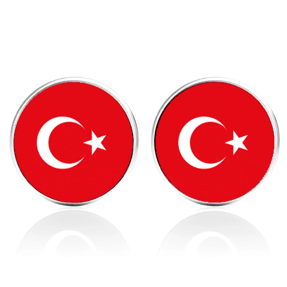 Мужские запонки из титановой стали с флагом Турции французские для рубашек