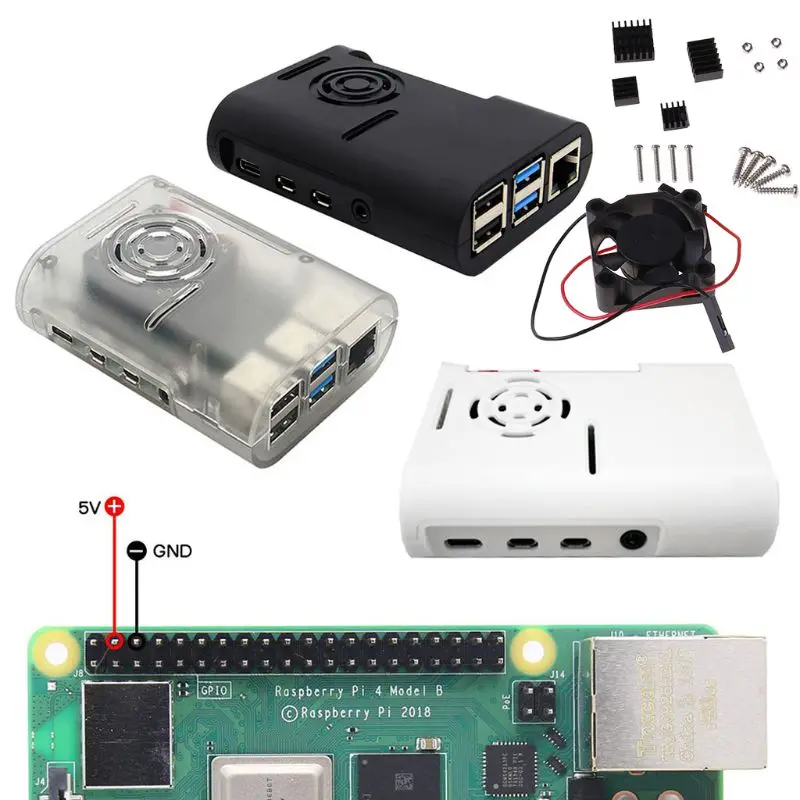 ABS Пластик чехол Корпус с охлаждающим вентилятором радиаторы для Raspberry Pi 4 модели B