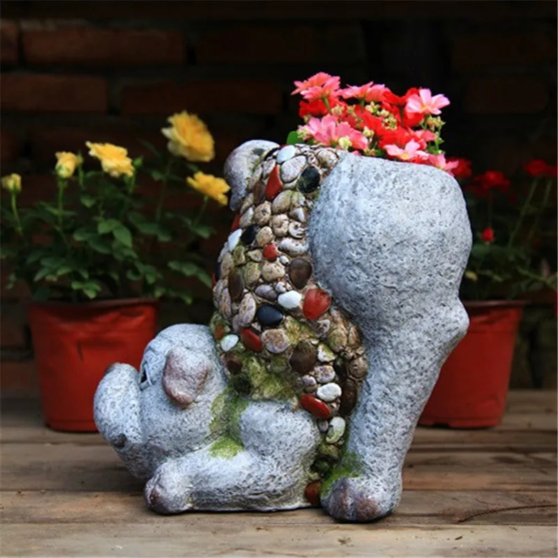 

BAO GUANG TA Cute Dog Nordic Resin Succulent Flower Pot Creative Animal Outdoor Balcony Garden Statue Home Decor A2046