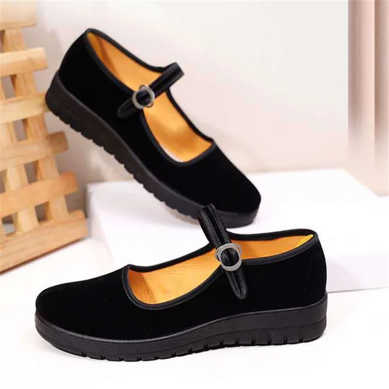 

Black generation old Beijing cloth shoes women's shoes hotel supermarket work single shoes flat soft bottom square dance shoes22