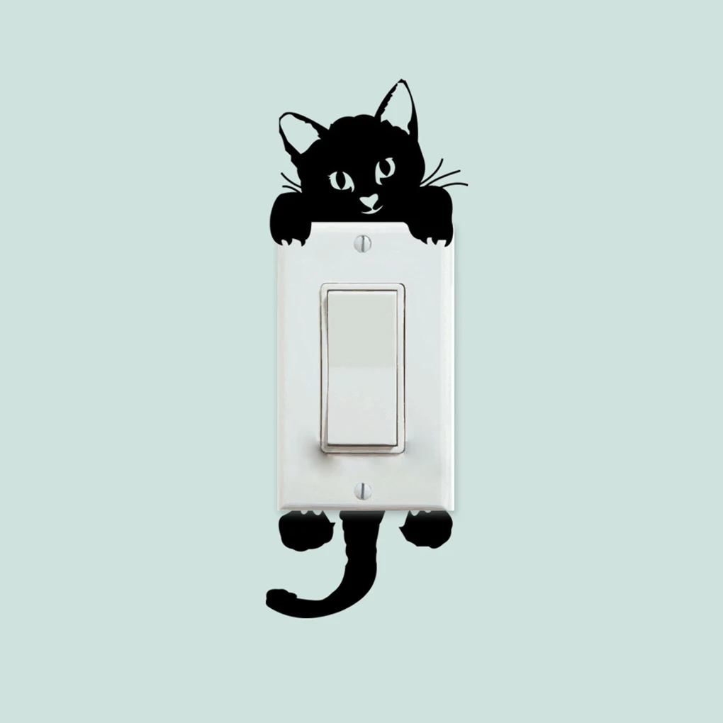 DIY маленький кот Свет Наклейка на стену для выключателя стикер наклейка