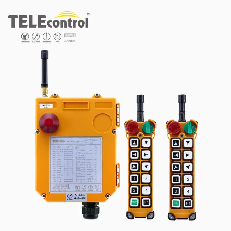 

Industrial Remote Control F24-12D Hoist Crane Lift Button Switch 12 buttons 1 receiver 2 transmitter for truck hoist crane