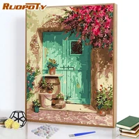 ruopoty acrylic 40x50cm frame picture by number flowers door for adult 40x50cm home decor paint by numbers living room kits