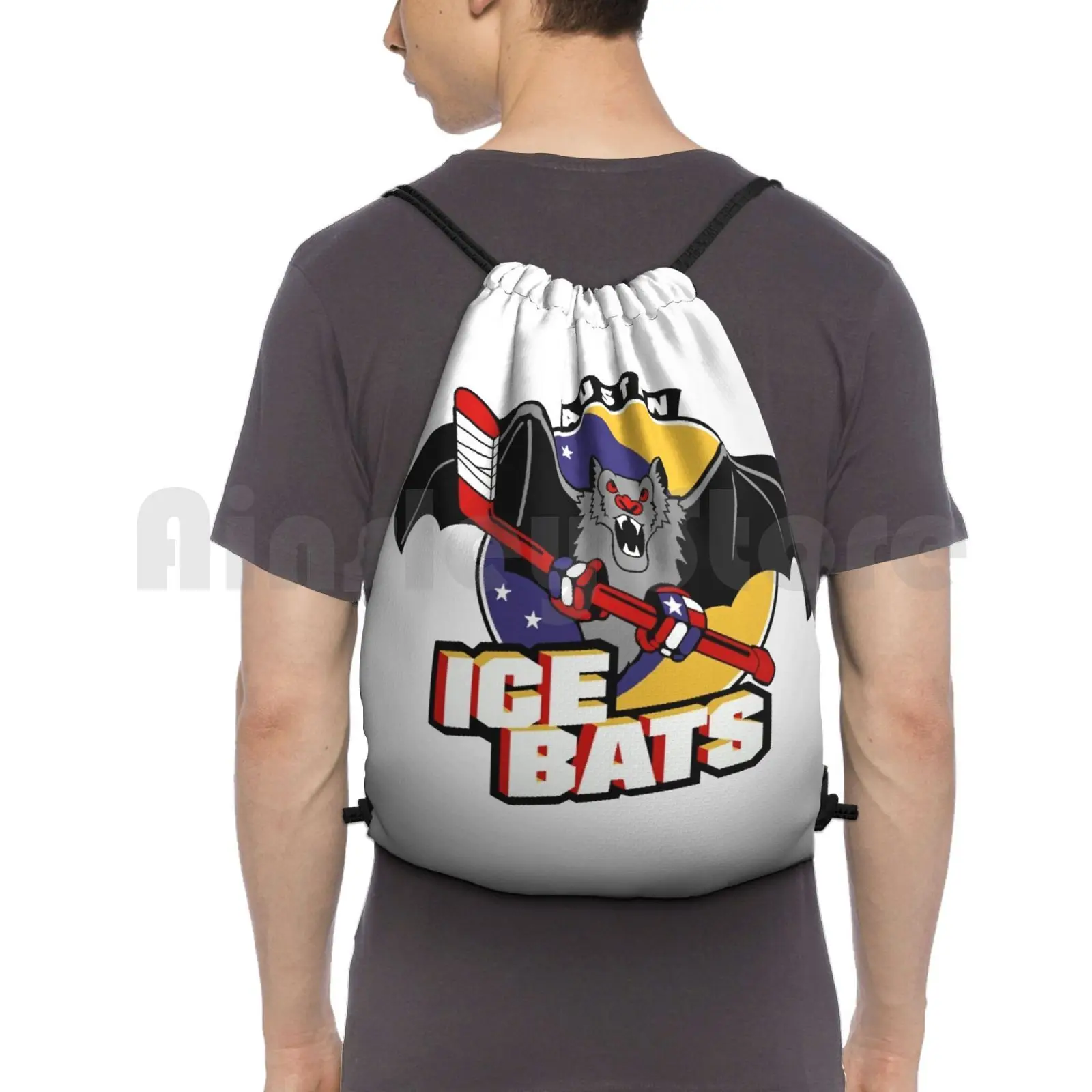 

Austin Ice Bats Vintage Hockey Logo Backpack Drawstring Bag Riding Climbing Gym Bag Austin Ice Bats Vintage Hockey Vintage