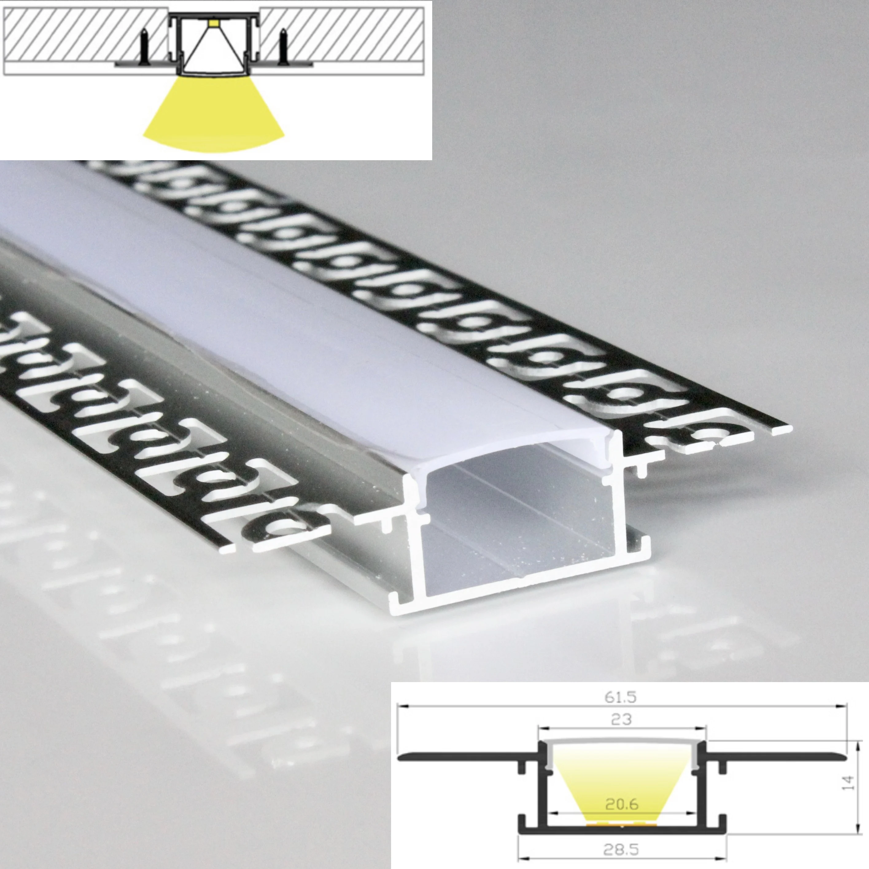 8m(8pcs) a lot 1m per piece Trimless Recessed Drywall use architectural gypsum plaster | Освещение