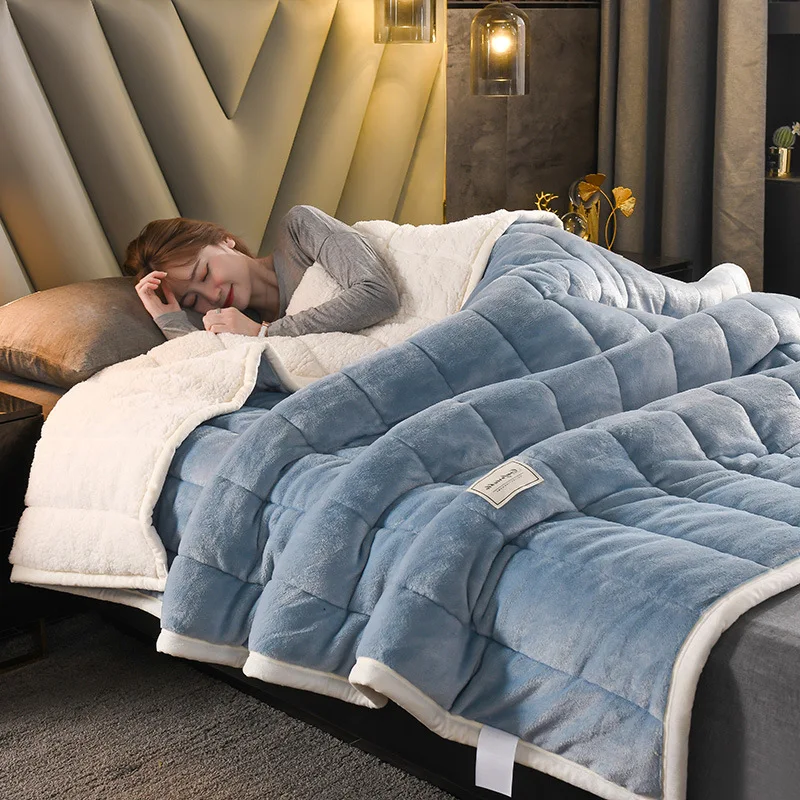 

Thick Fleece Blankets Soft Super Warm Winter Blanket Home Bedroom Keep Warm Woolen QuiltTwin Bedding Adult Sofa Large Blankets