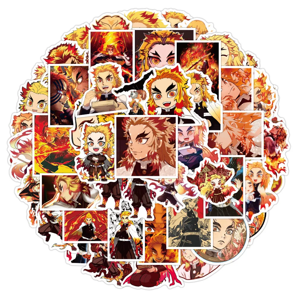

50PCS Rengoku Kyoujurou Stickers Demon Slayer Kimetsu No Yaiba Anime Sticker For Laptop Luggage Guitar Suitcase DIY Decals F3