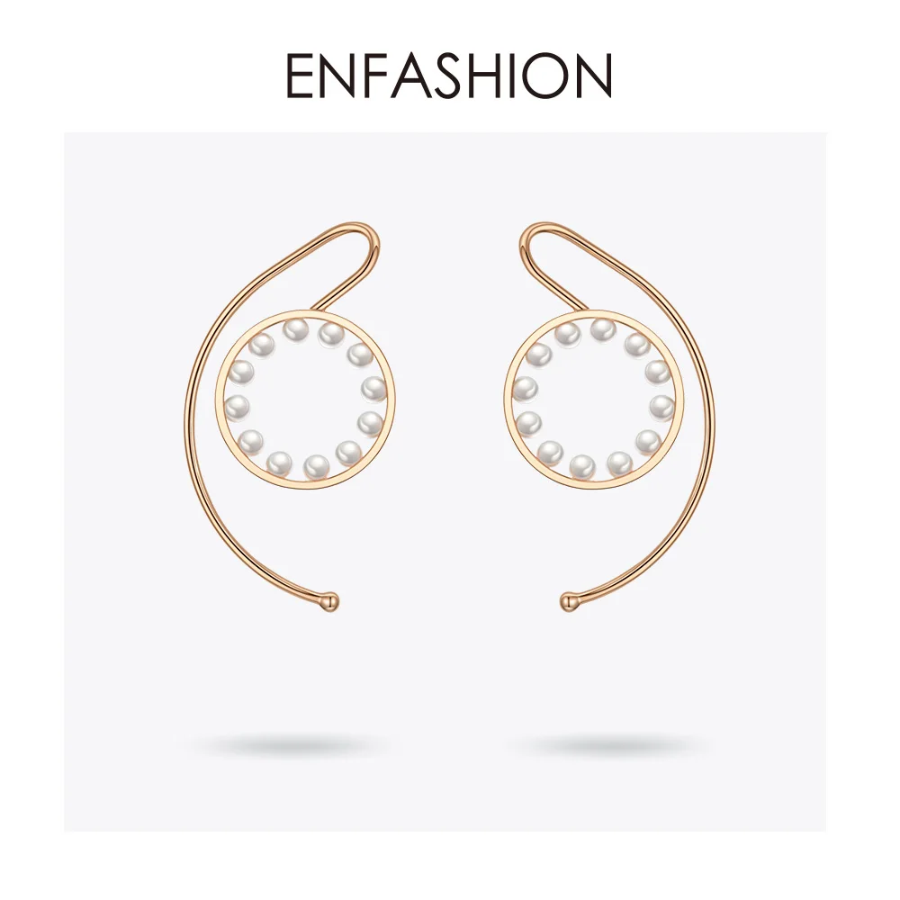 ENFASHION жемчужные круглые серьги-каффы на клипсах для женщин, массивные золотые серьги-каффы, серьги без пирсинга, ювелирные изделия E191106 - Окраска металла: Rose gold color
