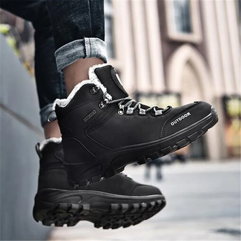 Мужские ботинки из натуральной кожи зимние на меху Мужская теплая Рабочая