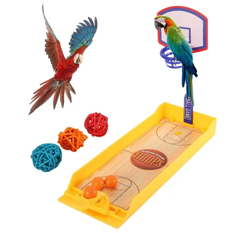 

Intelligence Parrot Basketball Toy Set Pet Birds Educational Training Toys Mini Basketball Game Desktop Play
