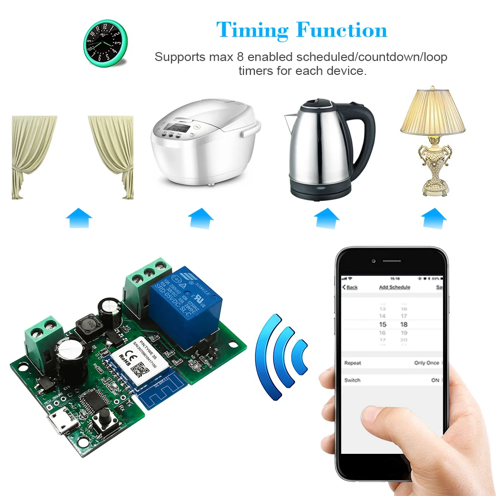 DC5V 12/24/32V переключатель Wi-Fi Беспроводной триггерный релейный модуль