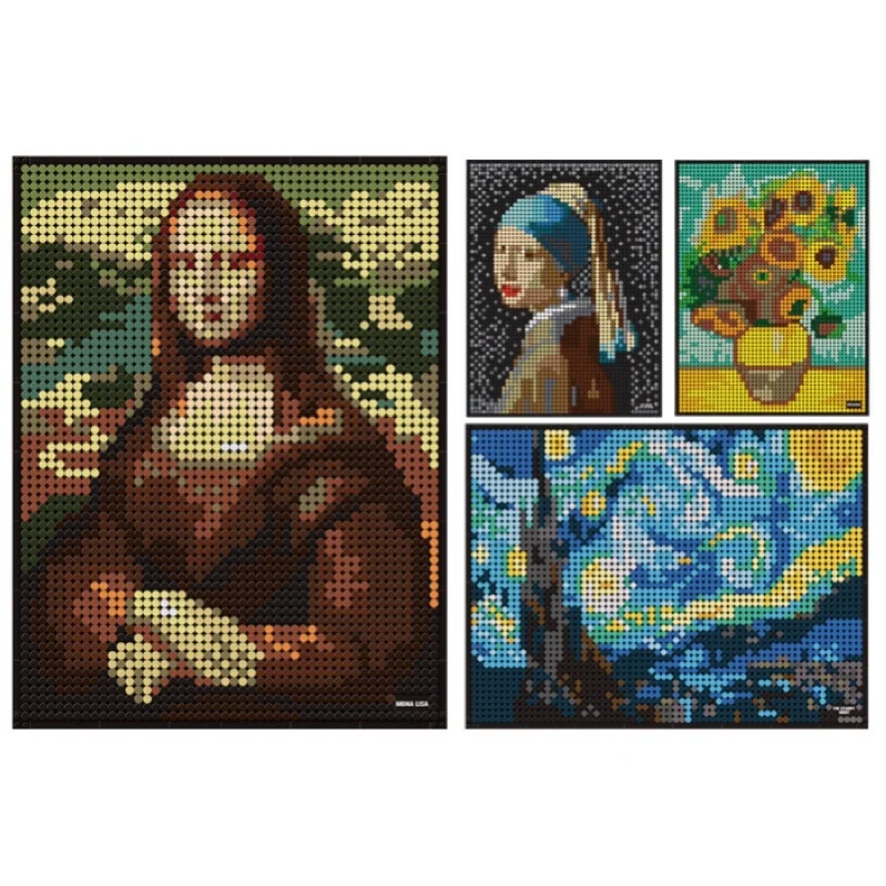 

3D Art Pixel Painting Mona Lisa The Starry Night Building Blocks Bricks Art Mosaic Classic Frame DIY Home Decoration toys Gift