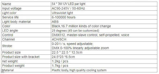 54x3 Вт УФ-светильник 54*3 Вт UV Led Par Светильник s настенный светильник диско-светильник DMX контроллер сценический светильник ing