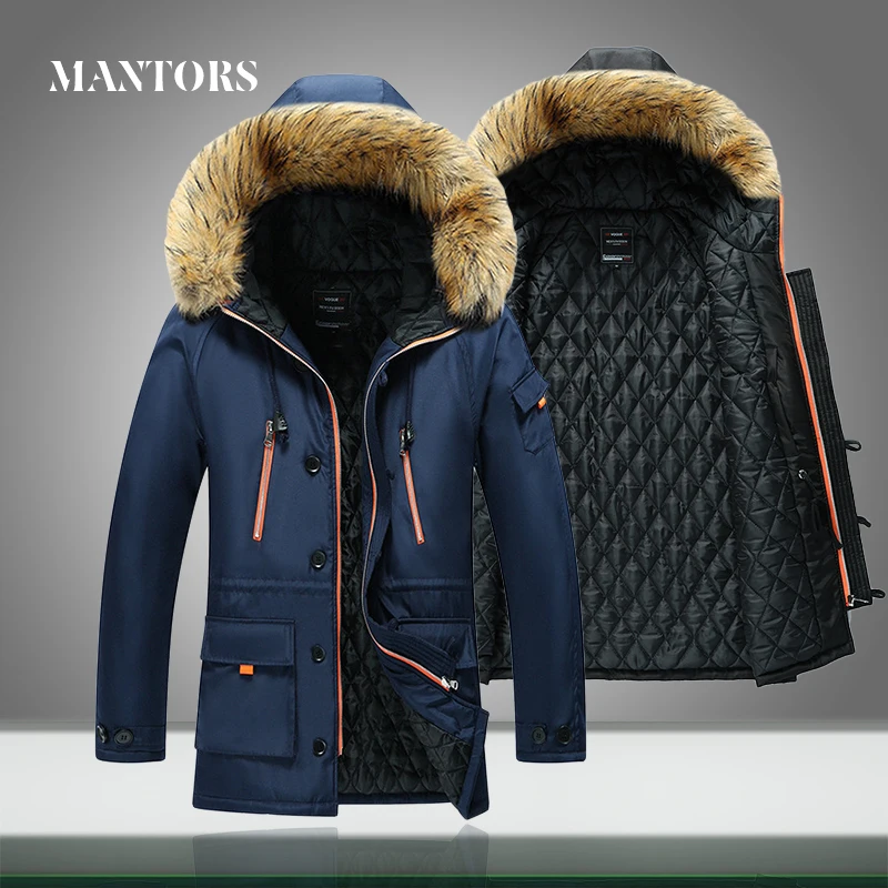 

2021 Men Winter Jacket Fur Collar Casual Hooded Parka Down Jackets Mens Warm Thick Thermal Outdoor Overcoat Zipper Multi-pocket