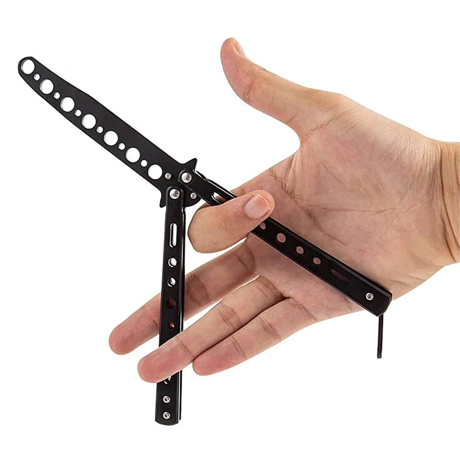 Тренировочный нож-бабочка полностью стальной без лопастей с 7 отверстиями