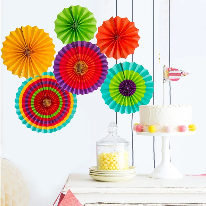 6 шт. сделай сам мексиканские праздничные украшения для вечеринки бумажный веер