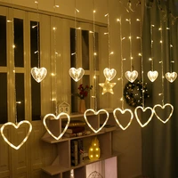 2 5m euus plug led heart shaped curtain light christmas fairy string lights lamp outdoor for party home wedding new year decor