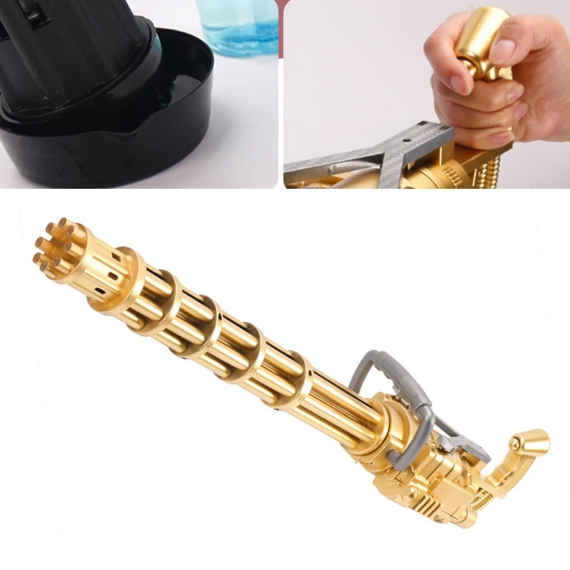 

Electric Extended Size Gatling Bubble Maker Fun Machine to Make Bubble with 8 Holes Swimming Pool Outdoor Bathtub Toy 03KD