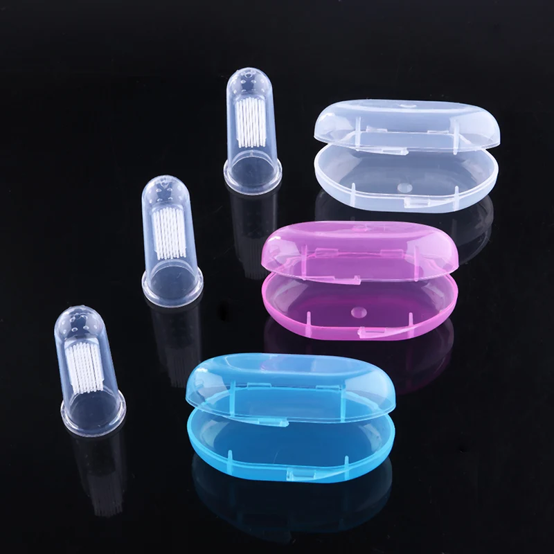 Силиконовая зубная щетка с коробкой детская на палец для чистки Мягкая младенцев