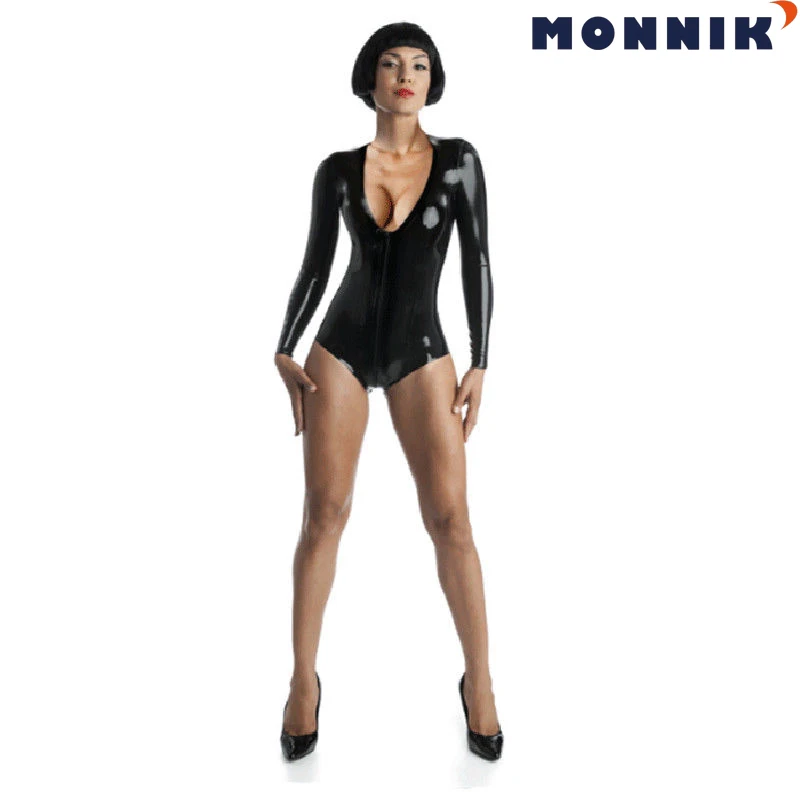 MONNIK латексный сексуальный костюм кошки женский V образный вырез открытый бюст