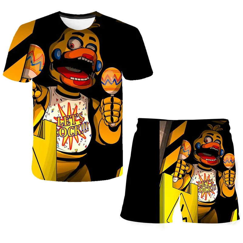 

Summer fnaf 3d print suits toddler girls sets top+shorts 2Pcs sets polyester 3d baby children clothing sets boys clothes t shirt