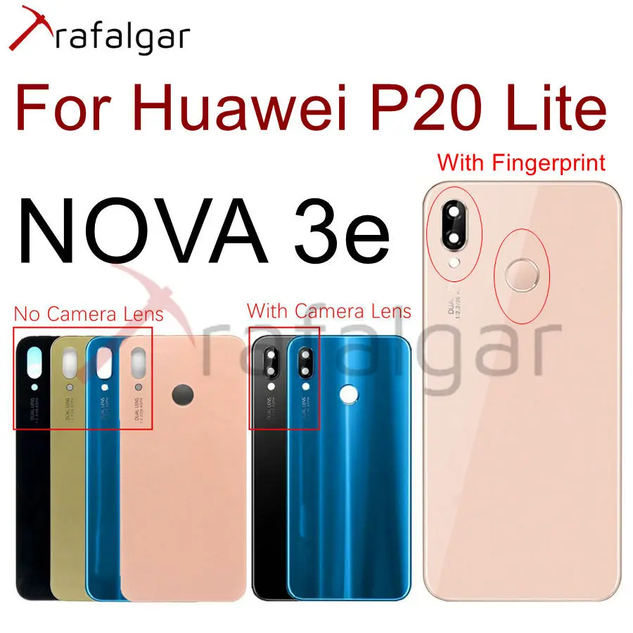 Задняя стеклянная панель для Huawei P20 Lite Крышка батарейного отсека nova 3e задний
