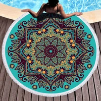 mandala geometric round beach towel tassels bohemia microfiber bath shower towel for adults picnic yoga mat blanket cover up