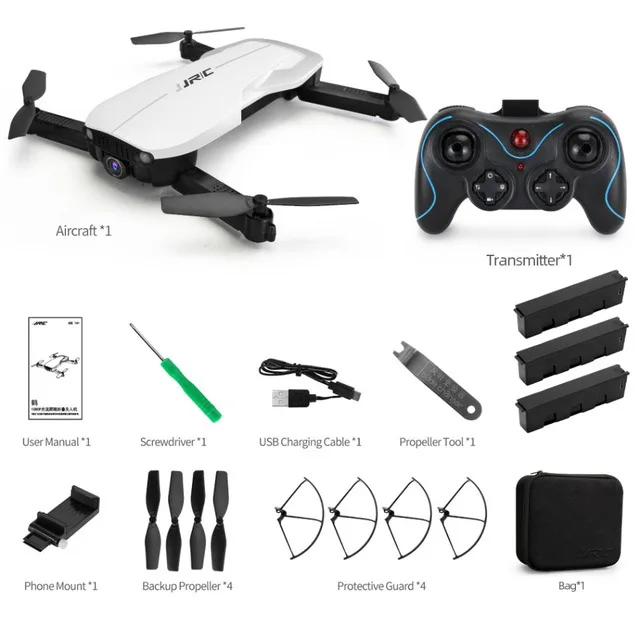 White 3 batteries JJRC H71 Радиоуправляемый Дрон FPV 1080P Wi-Fi для взрослых, видео Квадрокоптер, Дроны с камерой для начинающих, Складные Игрушки для управления с приложением RTF - Цвет: White 3 batteries