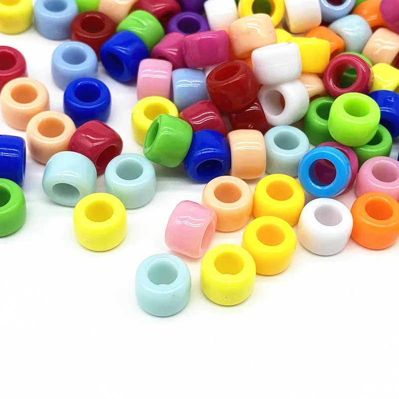 

50pcs 8mm Big Hole Beads Bucket Beads Acrylic Loose Bead for Jewelry Making Bracelet Necklace DIY