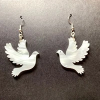 yaologe acrylic earrings white doves beautiful flying jewelry sweet romantic woman gift french elegant decoration for girls