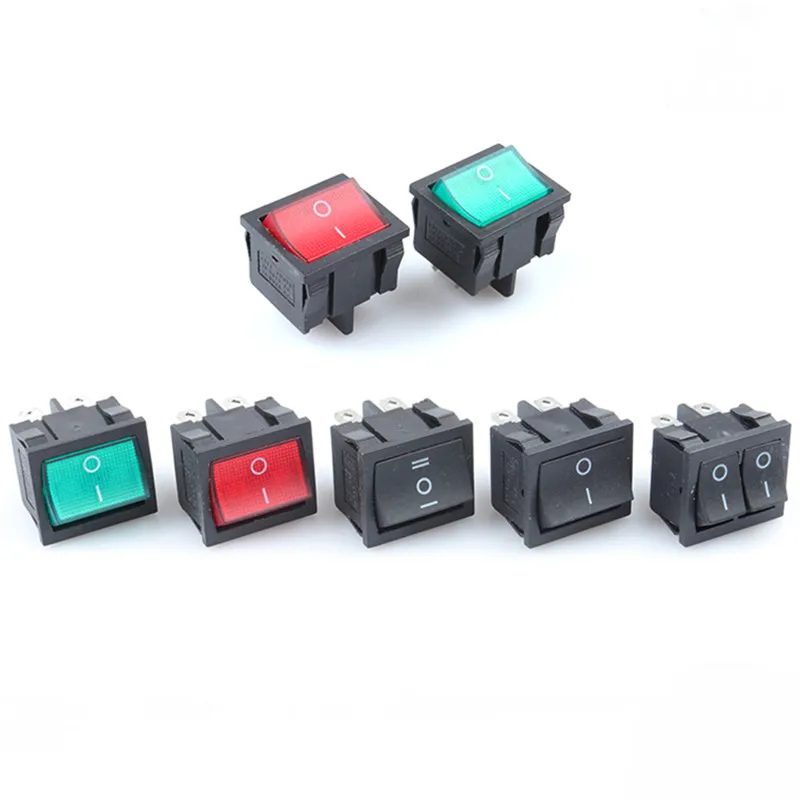 Бесплатная доставка 20 шт. KCD5 21x24 мм 21*24 мм тумблеры 4 контакта 6 контактов 2 позиции 3 позиции 6A/12A 250VAC ВКЛ-ВЫКЛ светодиод
