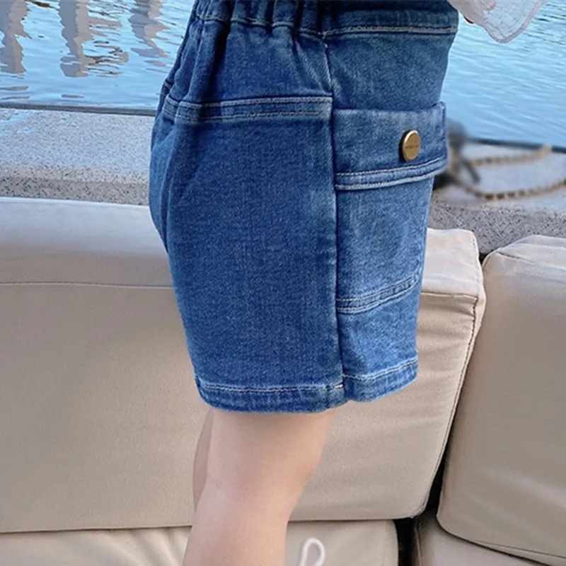 

Girls Jeans Kids Girls Fake Two-piece Thin Soft Denim Shorts Denim Hot Pants Culottes 3-8Years