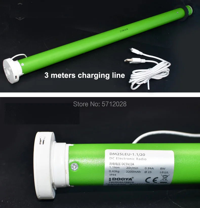 DOOYA DM25LEU двигатель USB интерфейс Micro charge трубчатый аккумулятор Двигатель диаметр 38