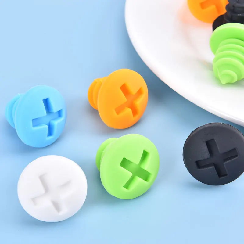 

5 Pcs Creative Screw Shape Wine Bottle Stopper Caps Silicone Vacuum Stop Sealer Beer Drinks Wine Corks Bar Tools Accessories