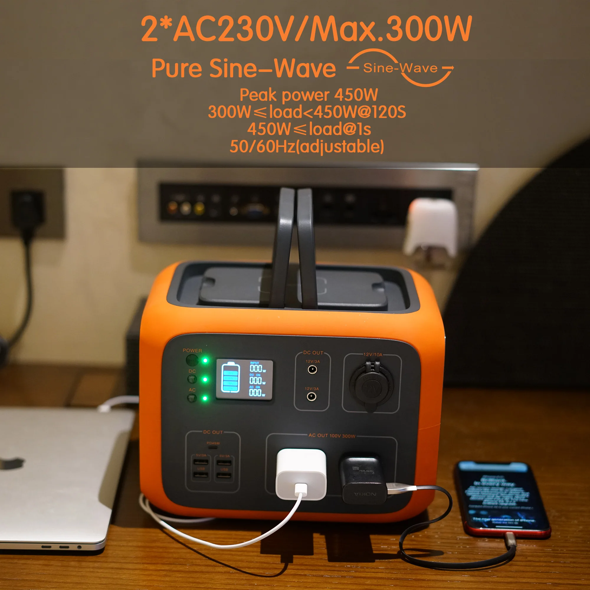 Портативный генератор электростанция 500Wh солнечный 2AC выход 300 Вт литиевая