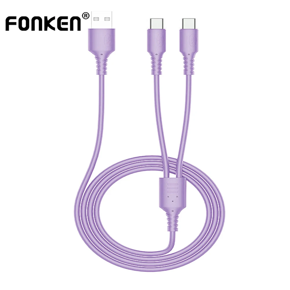 Кабель FONKEN 2 в 1 Micro USB/Type-C/Android из жидкого силикона для зарядки мобильный телефон |