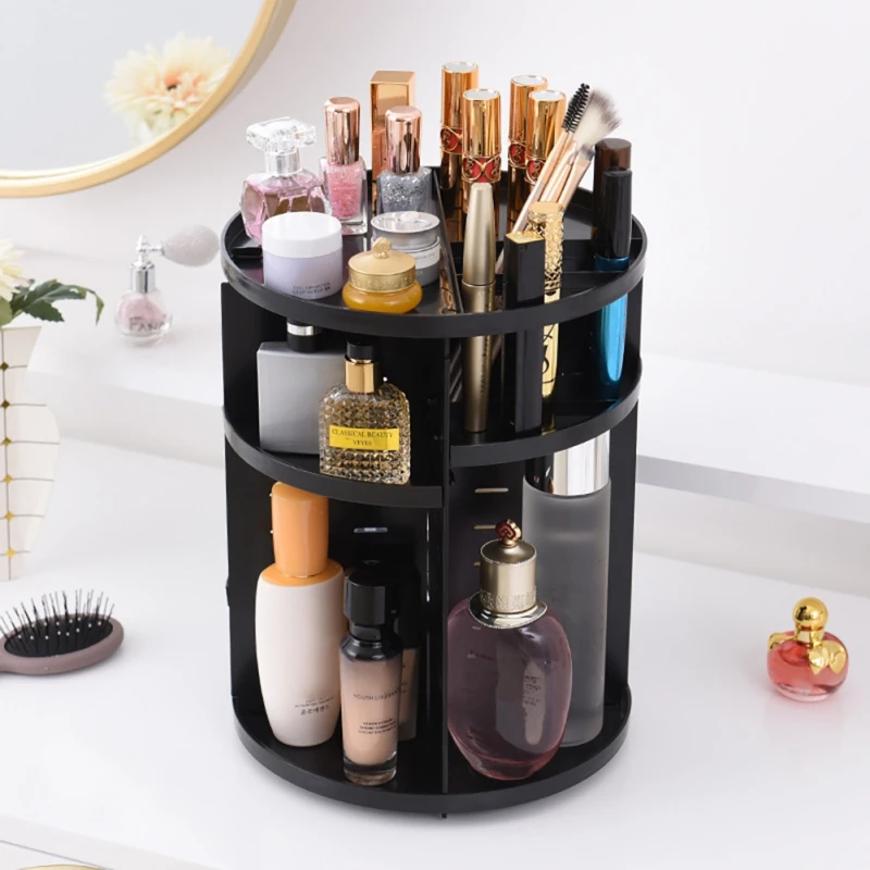

Plastic Storage Box Shelf Skin Care Organizer Desktop Rotating Cosmetic Storage Rack