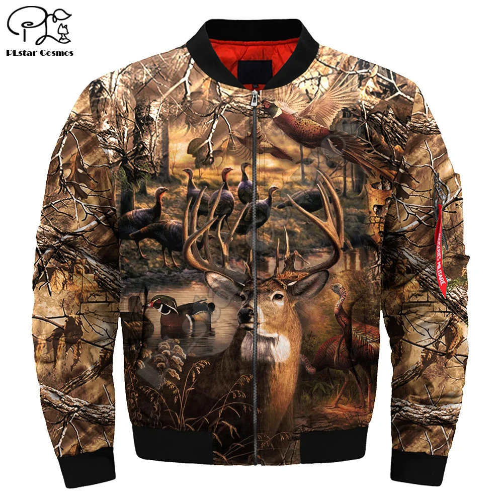 Новейшая куртка бомбер с 3D лесным оленем зимние толстые мужские куртки на молнии