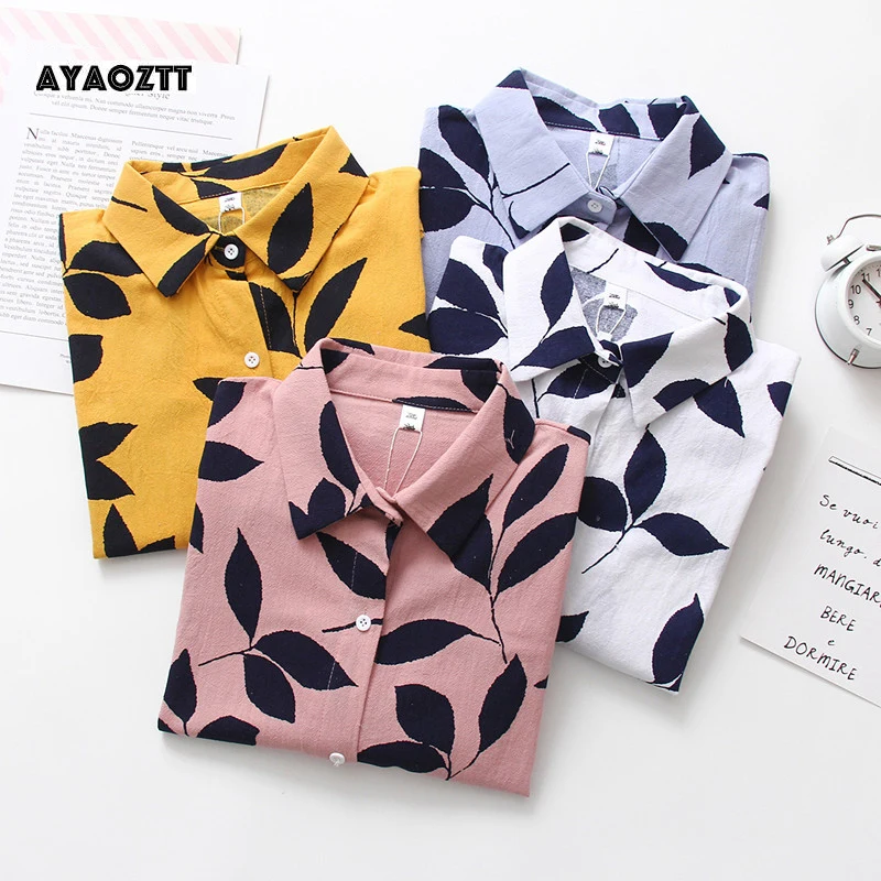 Осенняя блузка женская модная рубашка с отложным воротником и длинным рукавом