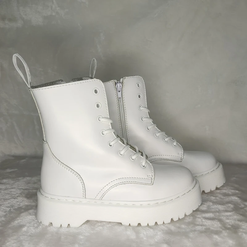 

Size34-41 Chunky Motorcycle Boots For Women Autumn 2020 Fashion Round Toe Lace-up Combat Boots Ladies Shoes