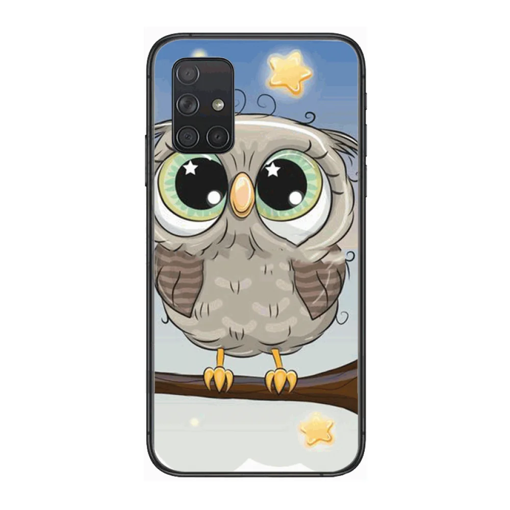 

Cute owl Phone Case Hull For Samsung Galaxy A 50 51 20 71 70 40 30 10 E 4G 5G S Black Shell Art Cell Cover