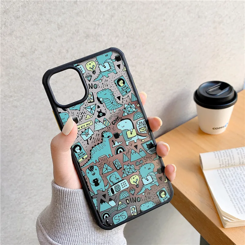Модный прозрачный чехол для телефона с милым динозавром iphone 11 Pro Max 7 8 plus X XR XS SE 2020
