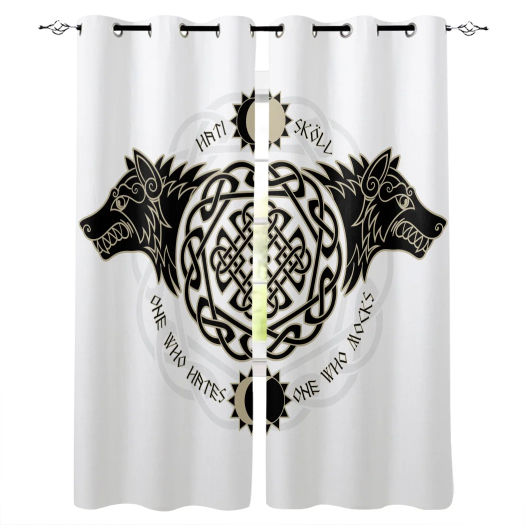 

Викинг-Волк тотемные занавески на окна, жалюзи для гостиной, спальни, кухни, декоративные занавески для детей, занавески с Люверсами