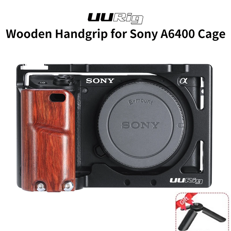 UURig камера клетка для sony A6400 Vlog корпус оболочки Ручка видео установка с деревянная рукоятка/Arri металлическая верхняя ручка VS SmallRig клетка