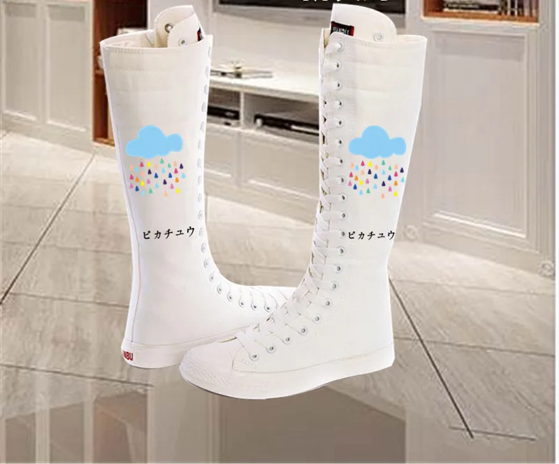 Flat 26 CXJYWMJL/женские высокие сапоги; белые сапоги до колена на платформе; черные сапоги до колена; высокие сапоги на шнуровке; джинсовые сапоги до бедра; 6857 - Цвет: Flat 26